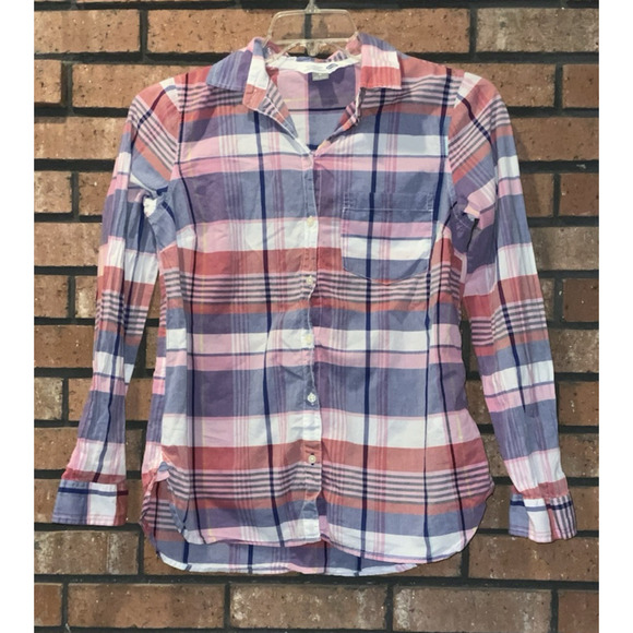 Old Navy Womens Multi Colored Button Up Flannel The Classic Shirt Size M - Picture 2 of 5